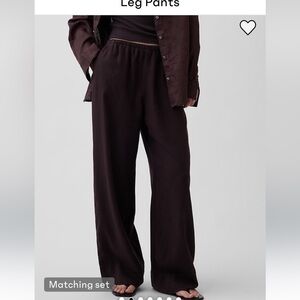 GAP Petite Linen Blend Easy Wide Leg Pants NWT